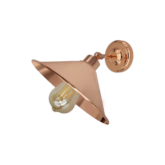 Rose Gold Cone Retro Adjustable Wall Light - With Bulb