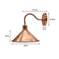 Rose Gold Cone Vintage Swan Neck Wall Light - With Bulb