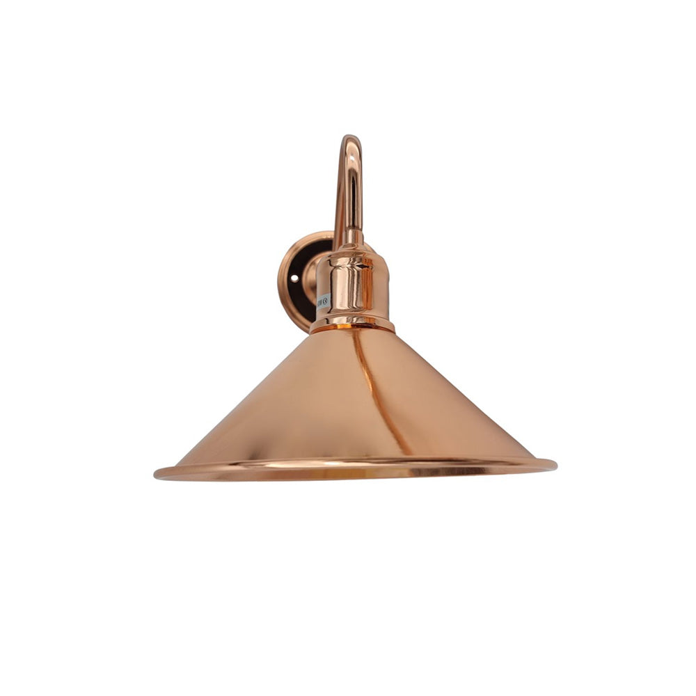 Rose Gold Cone Vintage Swan Neck Wall Light - Without Bulb