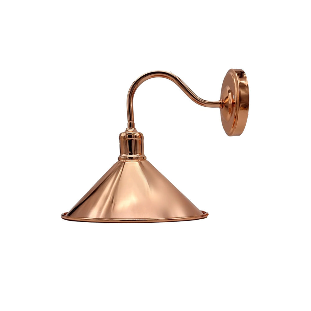 Rose Gold Cone Vintage Swan Neck Wall Light - Without Bulb