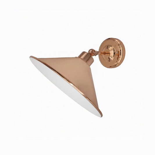 Rose Gold Cone (White Inner) Retro Adjustable Wall Light - Without Bulb
