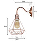 Rose Gold Diamond Cage Swan Neck Wall Light - With Bulb