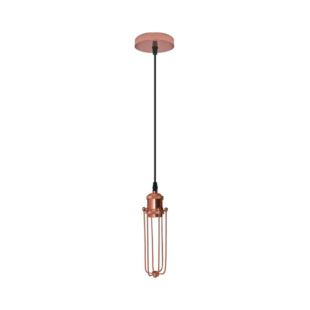 Rose Gold Long Wire Cage Pendant Light - Without Bulb