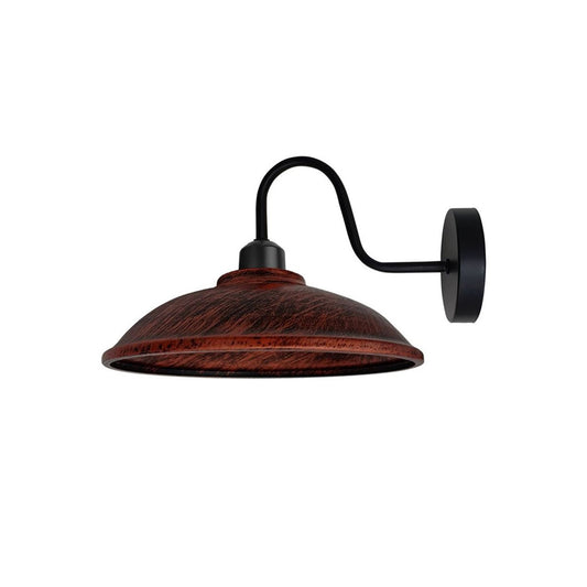Rustic Red Bowl Vintage Swan Neck Wall Light - Without Bulb