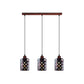 Rustic Red Check Style 3 Light Pendant - With Bulbs