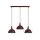 Rustic Red Dome 3 Light Pendant - Without Bulbs