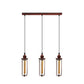 Rustic Red Long Wire Cage 3 Light Pendant - With Bulbs