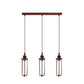 Rustic Red Long Wire Cage 3 Light Pendant - Without Bulbs