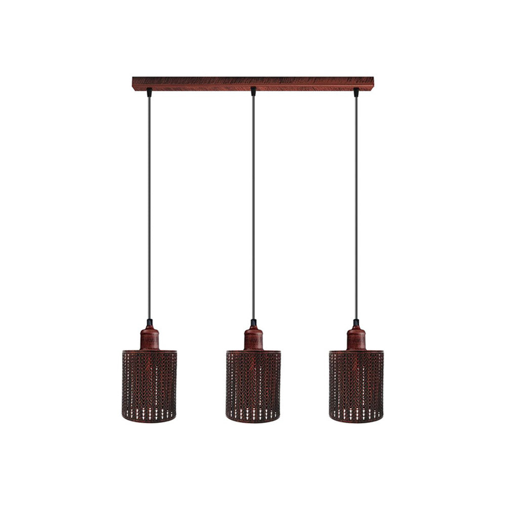 Rustic Red Plait Style 3 Light Pendant - Without Bulbs