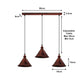 Rustic Red Short Cone 3 Light Pendant - With Bulbs