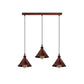 Rustic Red Short Cone 3 Light Pendant - With Bulbs