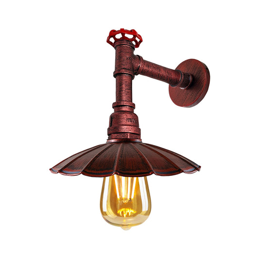 Rustic Red Umbrella Steampunk Water Pipe Wall Light