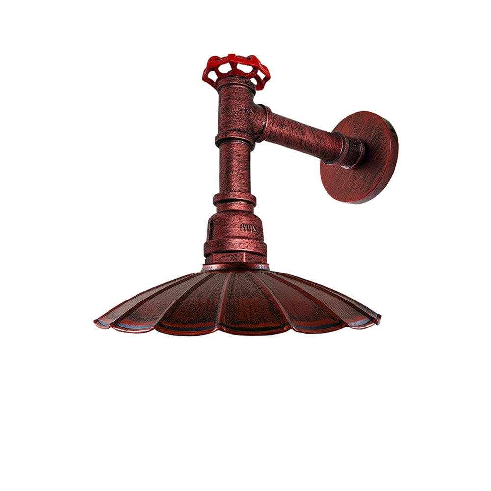 Rustic Red Umbrella Steampunk Water Pipe Wall Light