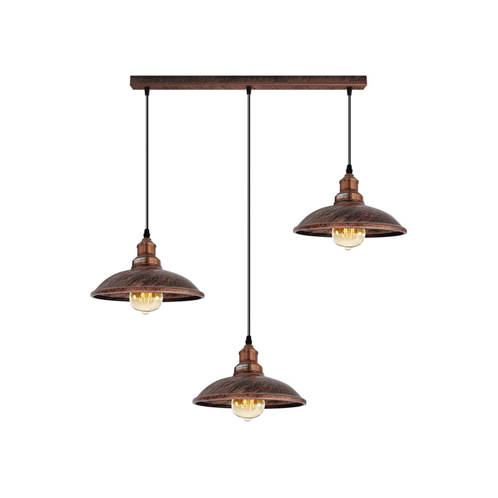 Rustic Red Vintage Industrial 3 Light Pendant