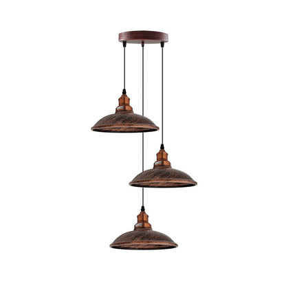 Rustic Red Vintage Industrial Triple Pendant Light