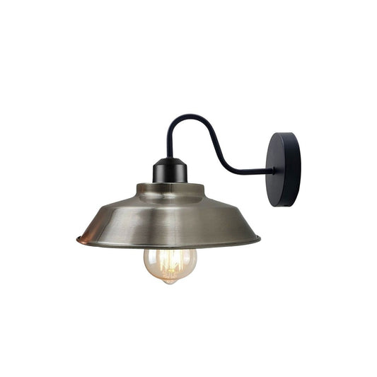 Satin Nickel Bowl Industrial Swan Neck Wall Light