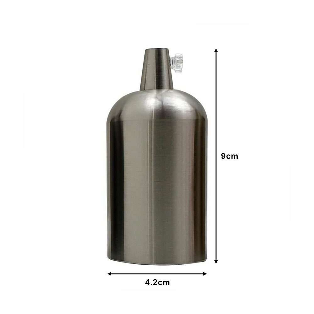 Satin Nickel E27 Vintage Smooth Metal Pendant Lamp Holder - Edison Screw Bulb Holder