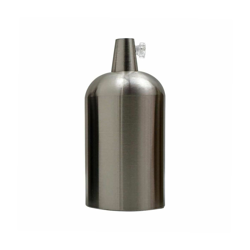 Satin Nickel E27 Vintage Smooth Metal Pendant Lamp Holder - Edison Screw Bulb Holder