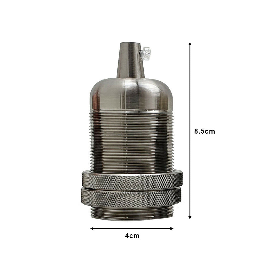 Satin Nickel E27 Industrial Smooth Metal Pendant Lamp Holder with Adjustable Ring - Bulb Holder for Shades