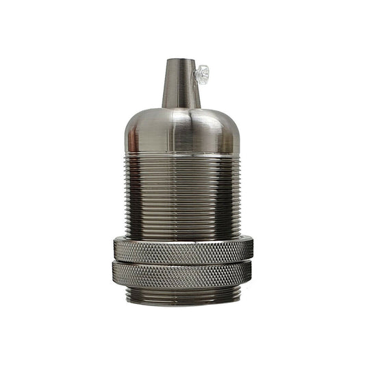 Satin Nickel E27 Industrial Smooth Metal Pendant Lamp Holder with Adjustable Ring - Bulb Holder for Shades