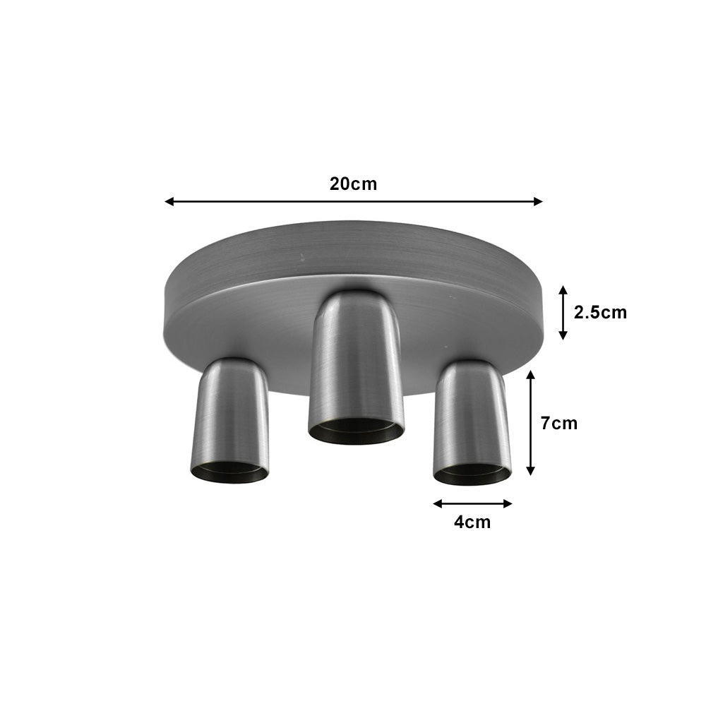 Satin Nickel Flush Ceiling Light - Without Bulbs