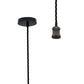 Shiny Black Vintage Metal Pendant Light Fitting & 2m Twisted Cable - Without Bulb