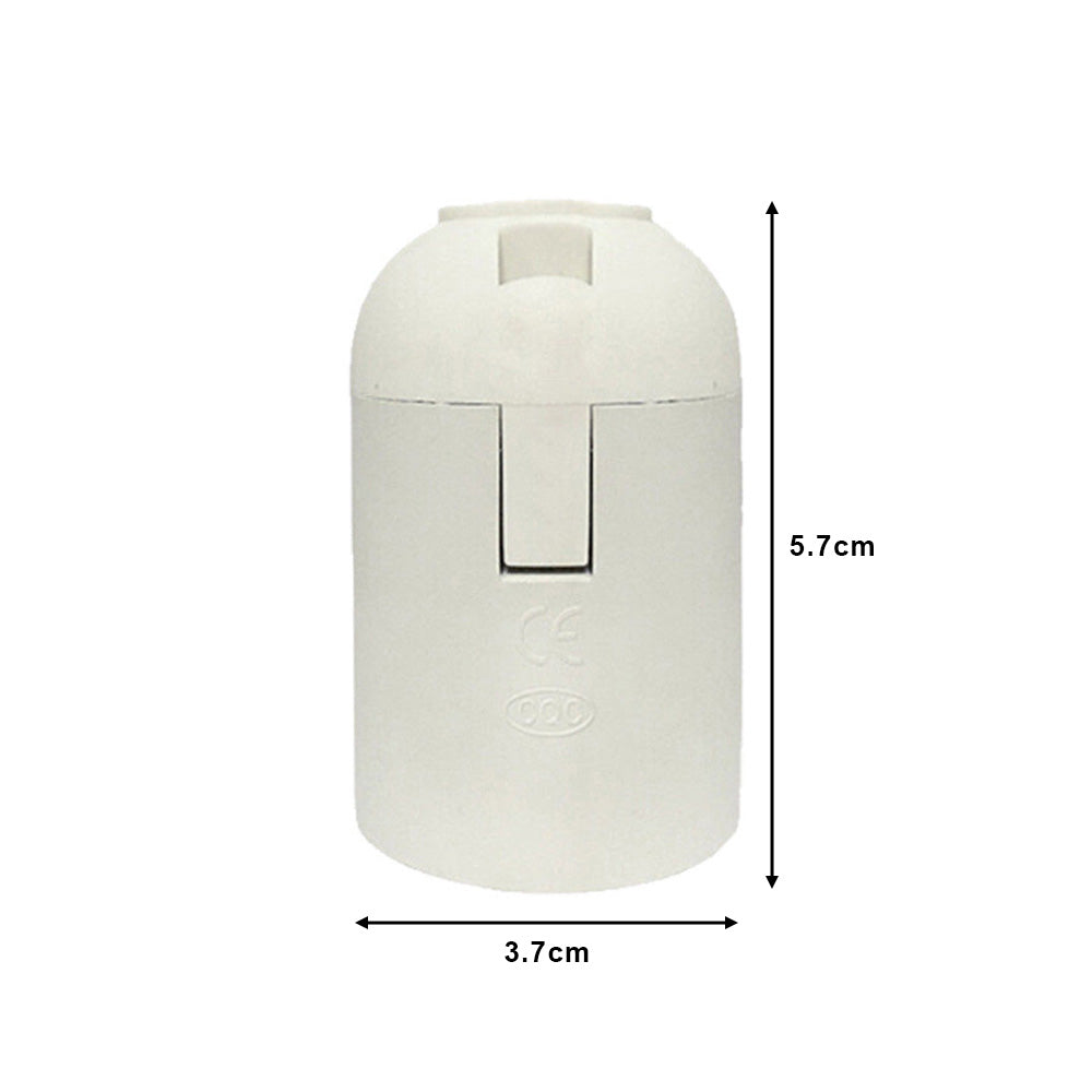 White E27 Bakelite Plastic Pendant Lamp Holder - Edison Screw Bulb Holder