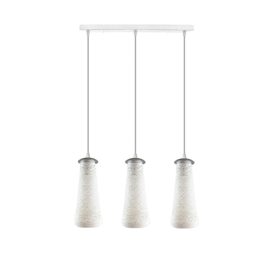 White Woven Shade 3 Light Pendant - Without Bulbs