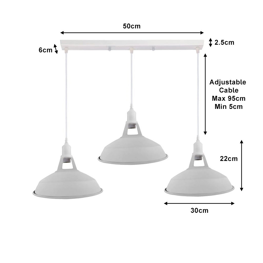 White Barn Industrial Style 3 Light Pendant