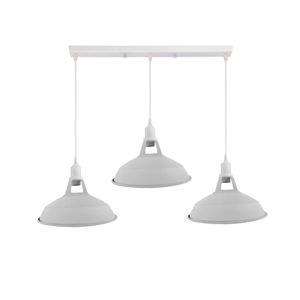 Barn Industrial Style 3 Light Pendant in 8 Colours