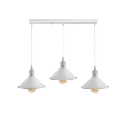 White Cone Industrial Style 3 Light Pendant