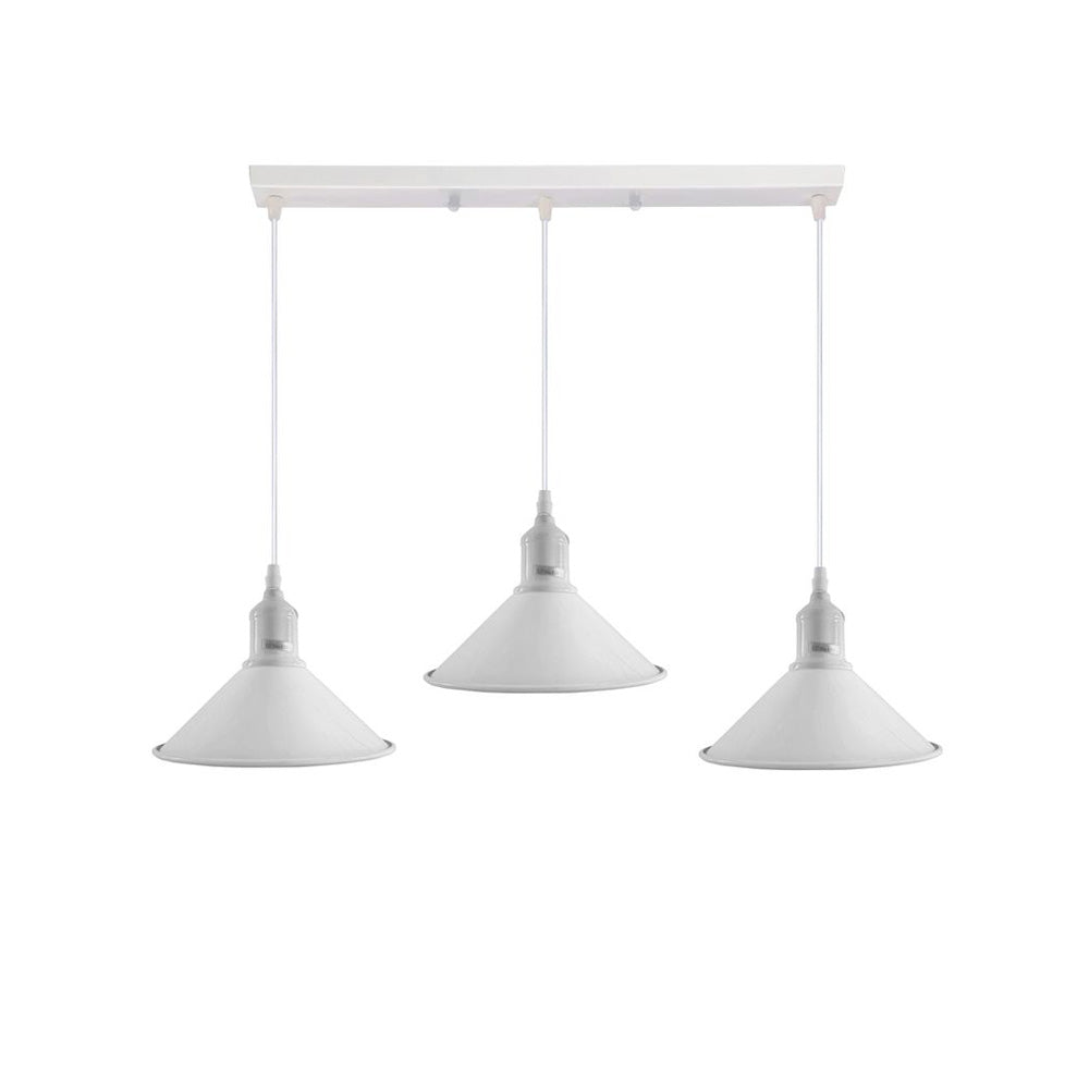 White Cone Industrial Style 3 Light Pendant