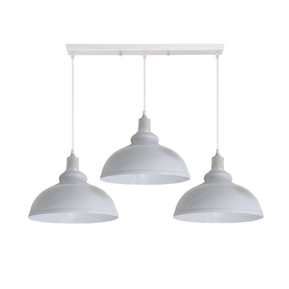 White Dome Vintage Style 3 Light Pendant