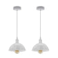 White Small Dome Pendant Lights - With Bulbs - 2 Pack