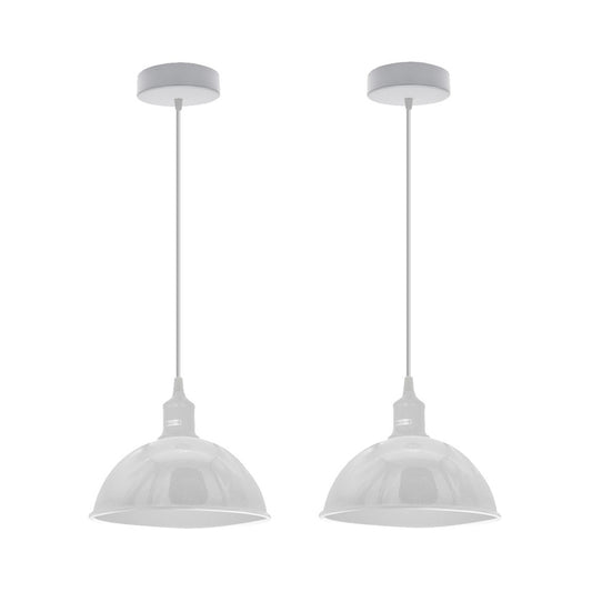 White Small Dome Pendant Lights - Without Bulbs - 2 Pack