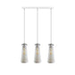 White Woven Shade 3 Light Pendant - With Bulbs