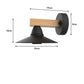 Wooden Wall Light & Black Shade - Without Bulb