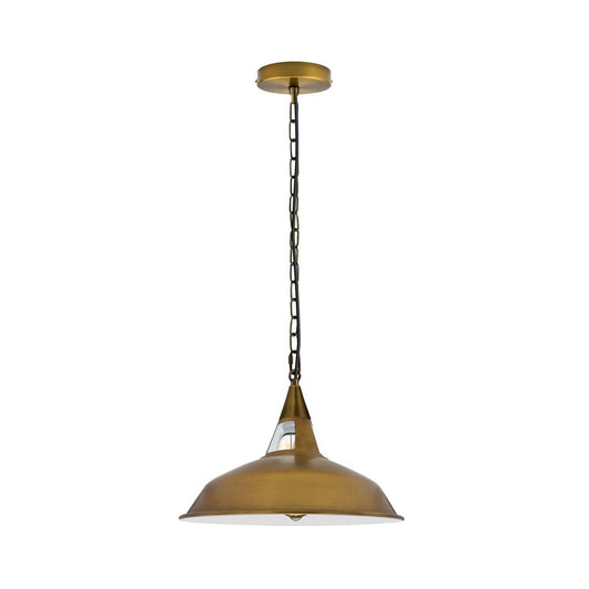 Yellow Brass Barn Style Industrial Pendant Light - With Chain