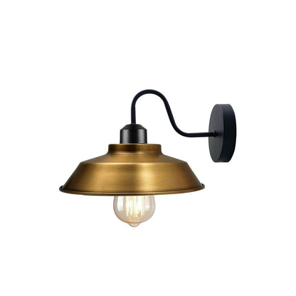 Yellow Brass Bowl Industrial Swan Neck Wall Light