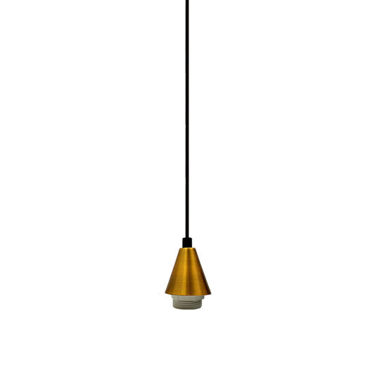 Yellow Brass Cone Pendant Light Fitting - Without Bulb