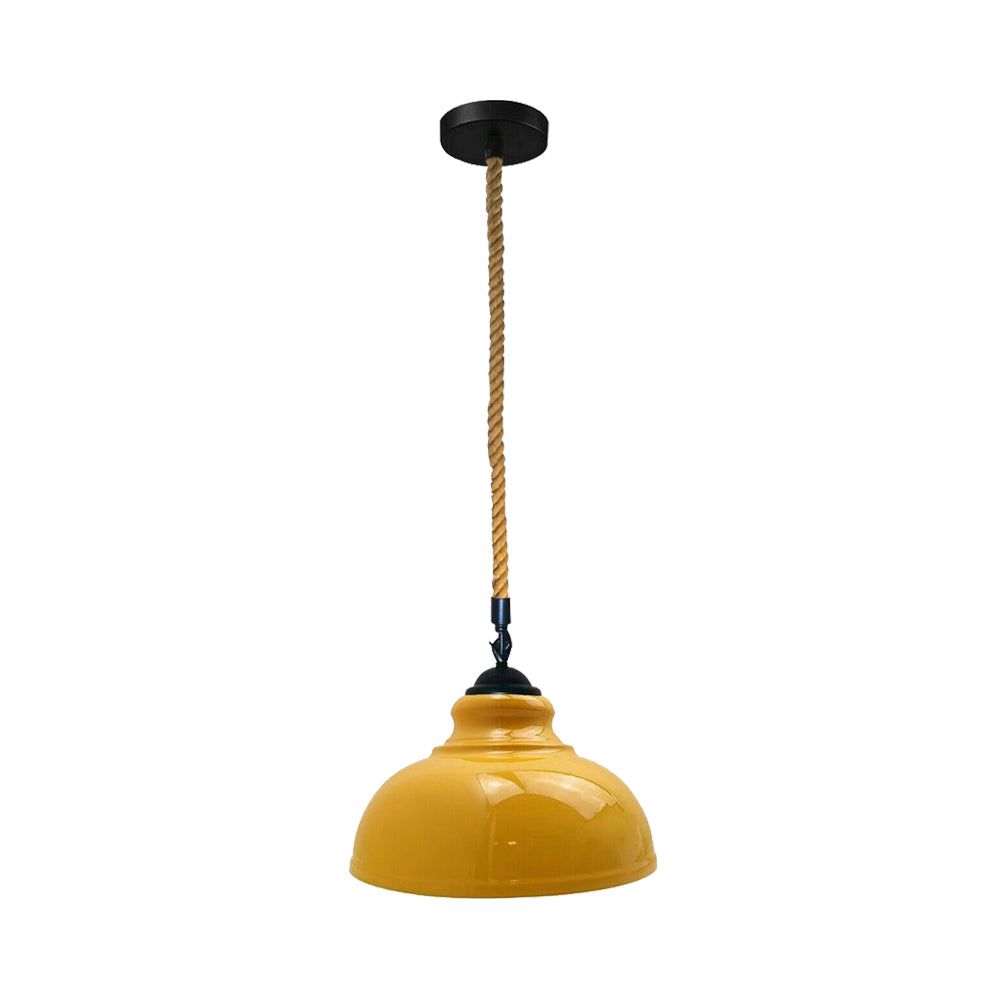 Yellow Dome Vintage Rope Pendant Light – Home Industrial Lighting