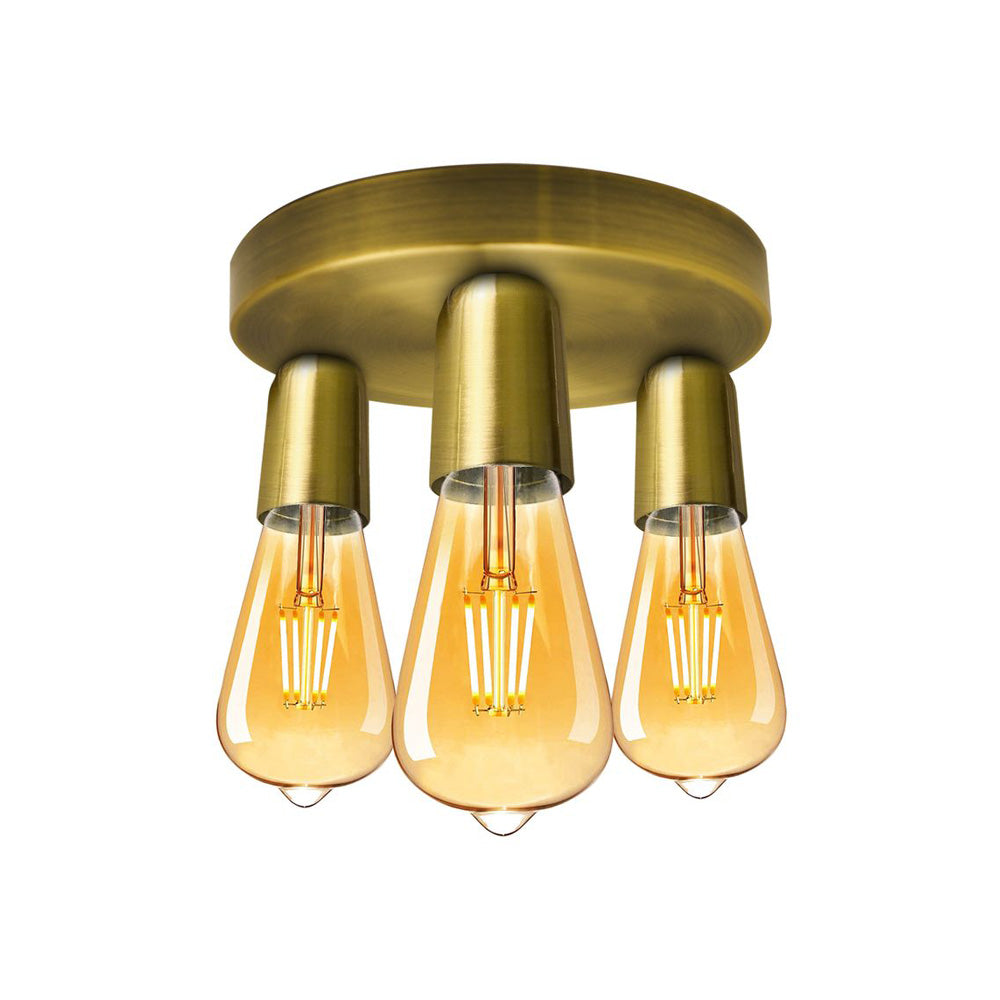 Yellow Brass Flush Ceiling Light - Without Bulbs