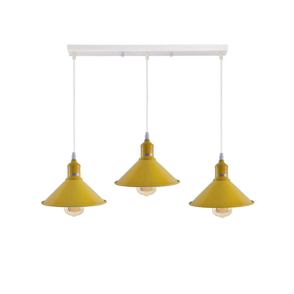 Yellow Cone Industrial Style 3 Light Pendant