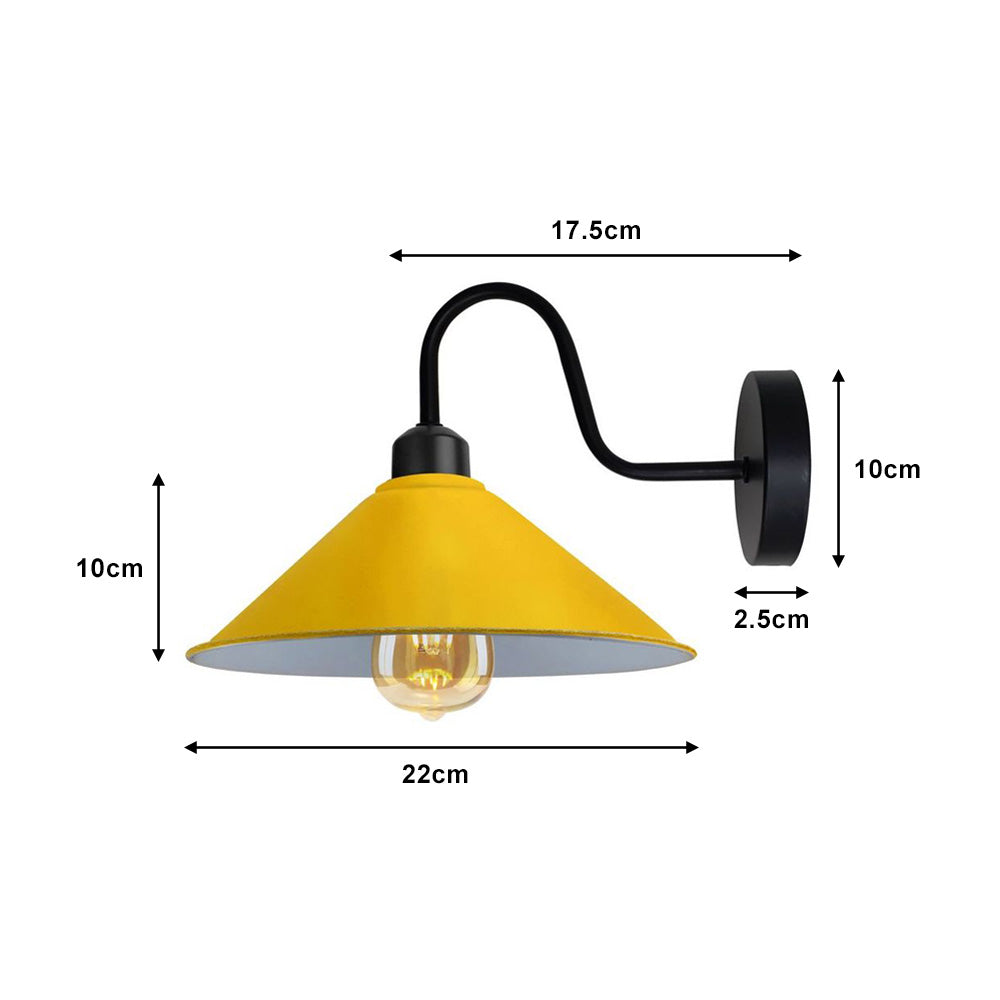 Yellow Cone Retro Swan Neck Wall Light - With Bulb