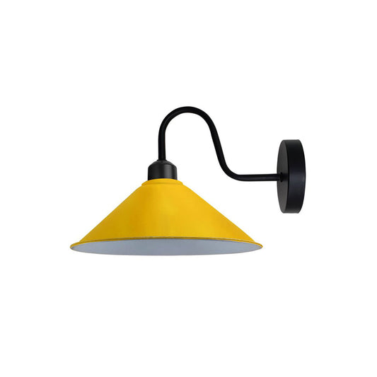 Yellow Cone Retro Swan Neck Wall Light - Without Bulb