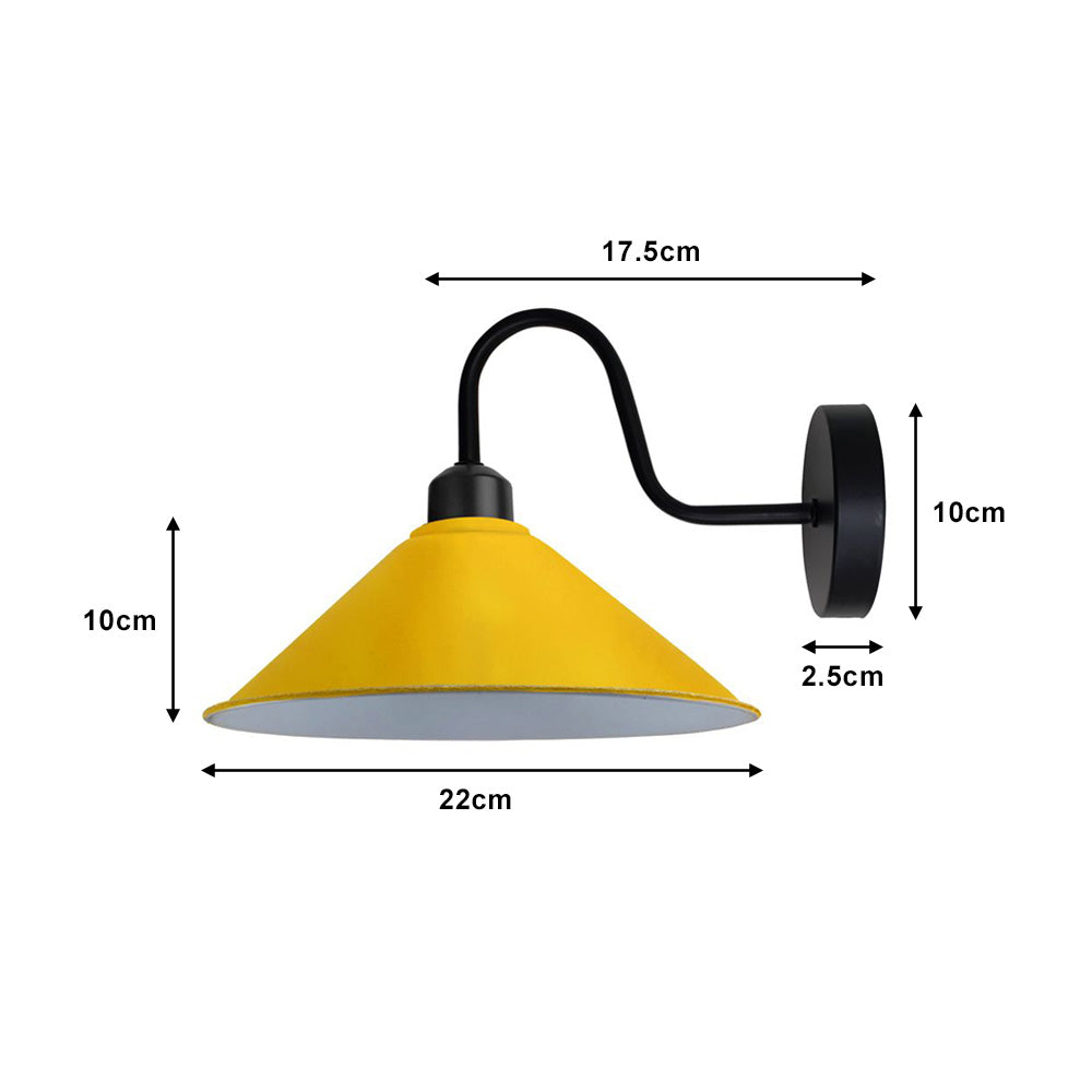 Yellow Cone Retro Swan Neck Wall Light - Without Bulb