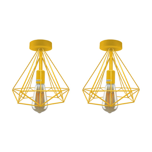 Yellow Diamond Cage Ceiling Lights - 2 Pack