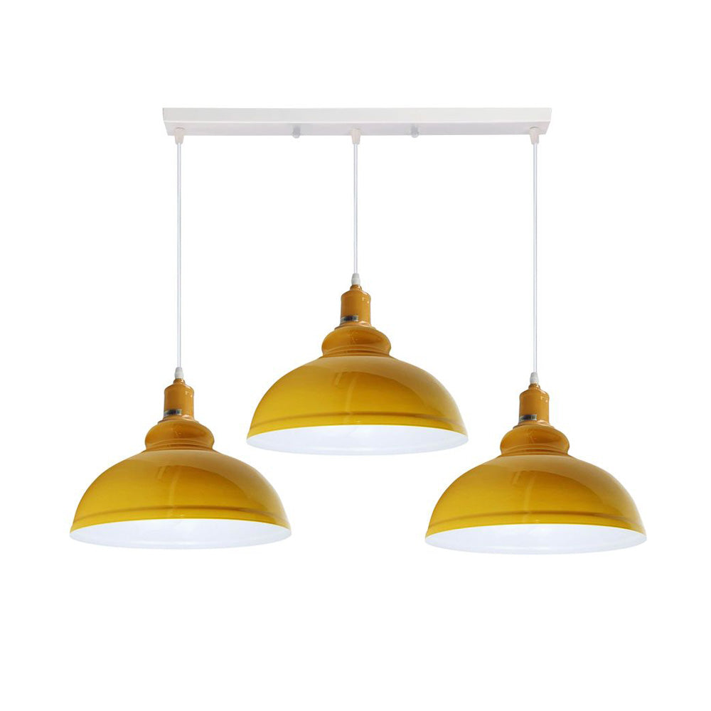 Yellow Dome Vintage Style 3 Light Pendant