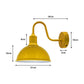 Yellow Dome Industrial Swan Neck Wall Lights - 2 Pack