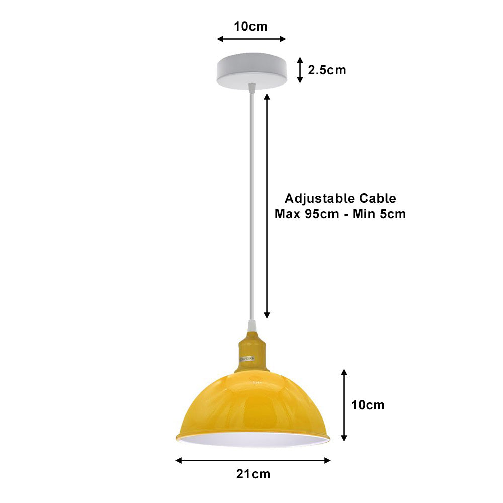Yellow Small Dome Pendant Lights - With Bulbs - 2 Pack